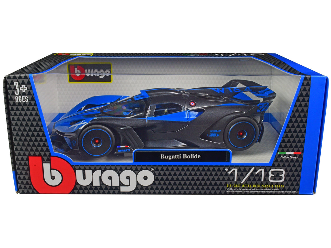 Bugatti Bolide Blue and Carbon Gray 1/18 Diecast Model Car by Bburago Bburago