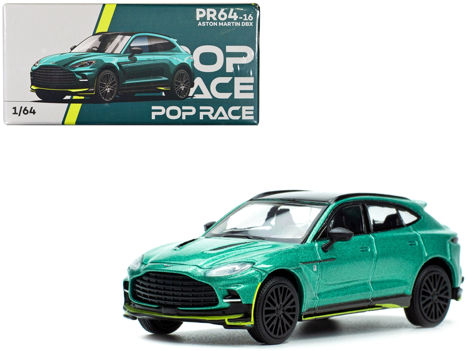 Aston Martin DBX Racing Green Metallic with Black Top 1/64 Diecast Model Car by Pop Race DREAMLAND DIE CAST