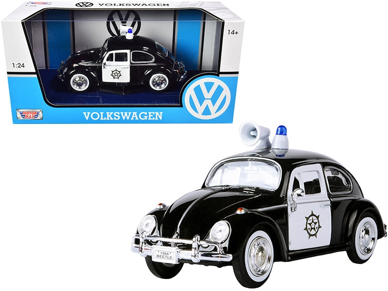 1966 Volkswagen Beetle Police Car Black and White 1/24 Diecast Model Car by Motormax Motormax