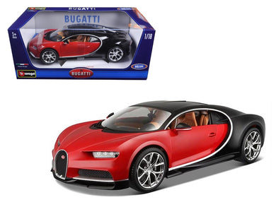 2016 Bugatti Chiron Red with Black 1/18 Diecast Model Car by Bburago Bburago