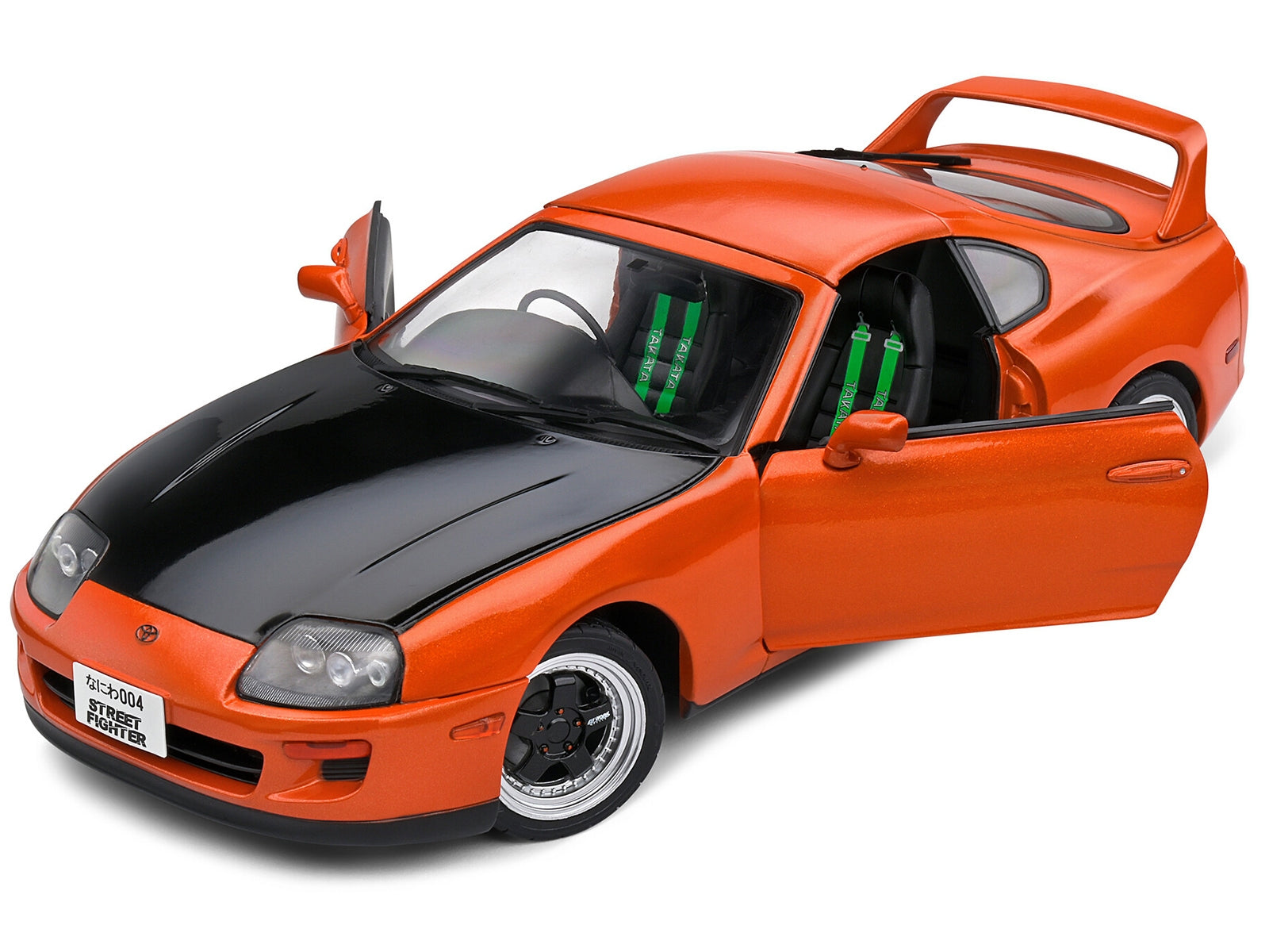 1993 Toyota Supra MK4 (A80) RHD (Right Hand Drive) Orange Metallic with Black Hood 1/18 Diecast Model Car by Solido Solido