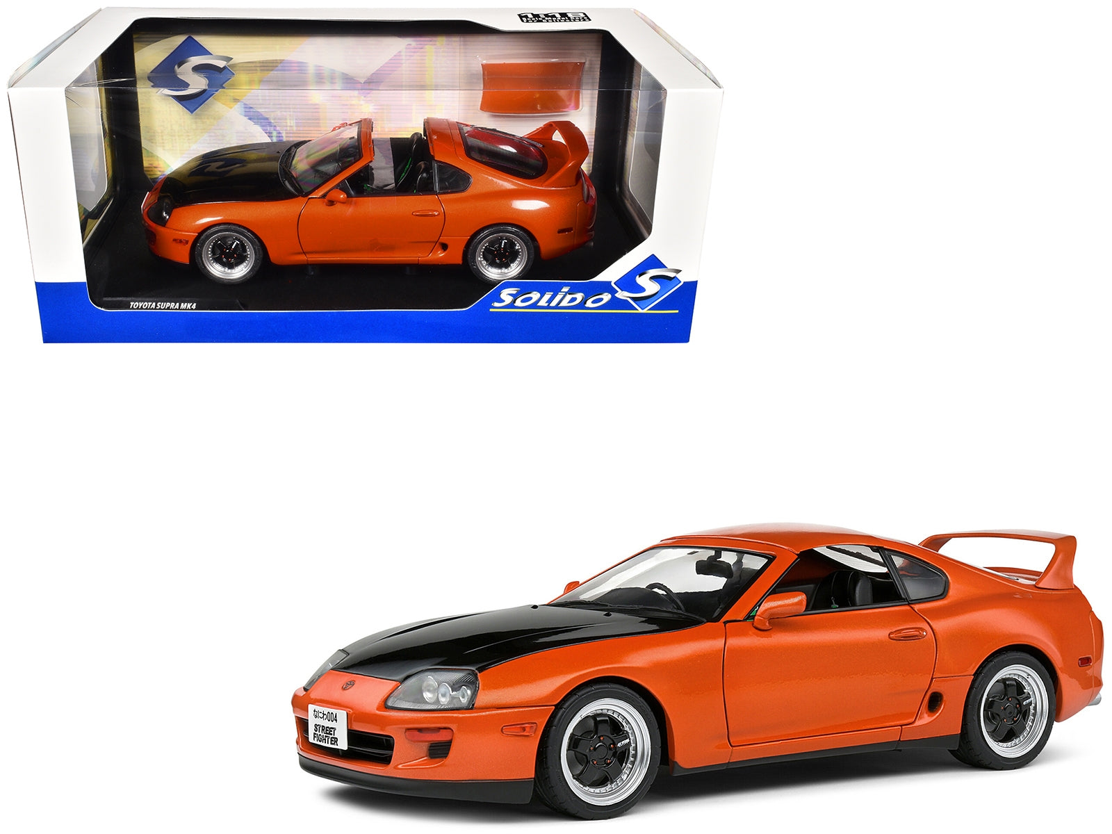 1993 Toyota Supra MK4 (A80) RHD (Right Hand Drive) Orange Metallic with Black Hood 1/18 Diecast Model Car by Solido Solido