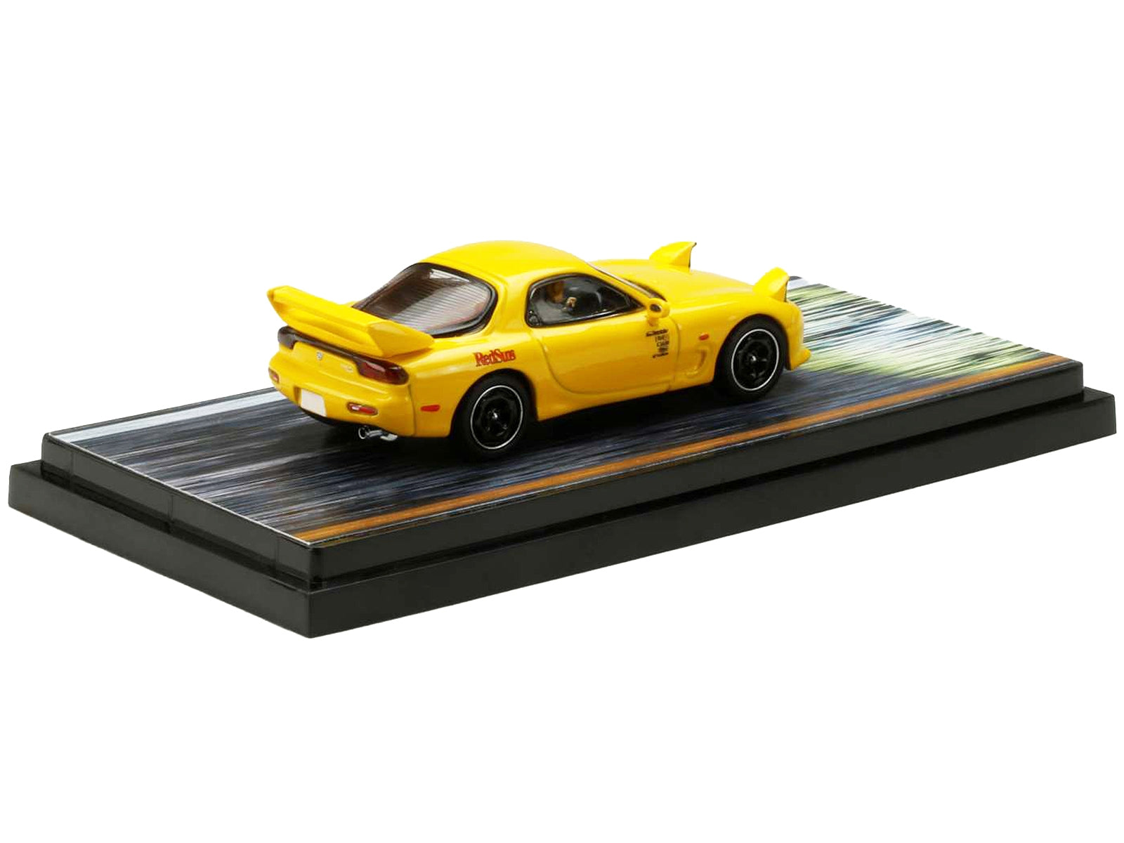 Mazda RX-7 (FD3S) RHD (Right Hand Drive) Yellow "RedSuns" with Keisuke Takahashi Driver Figure "Initial D" (1995-2013) Manga 1/64 Diecast Model Car by Hobby Japan Hobby Japan