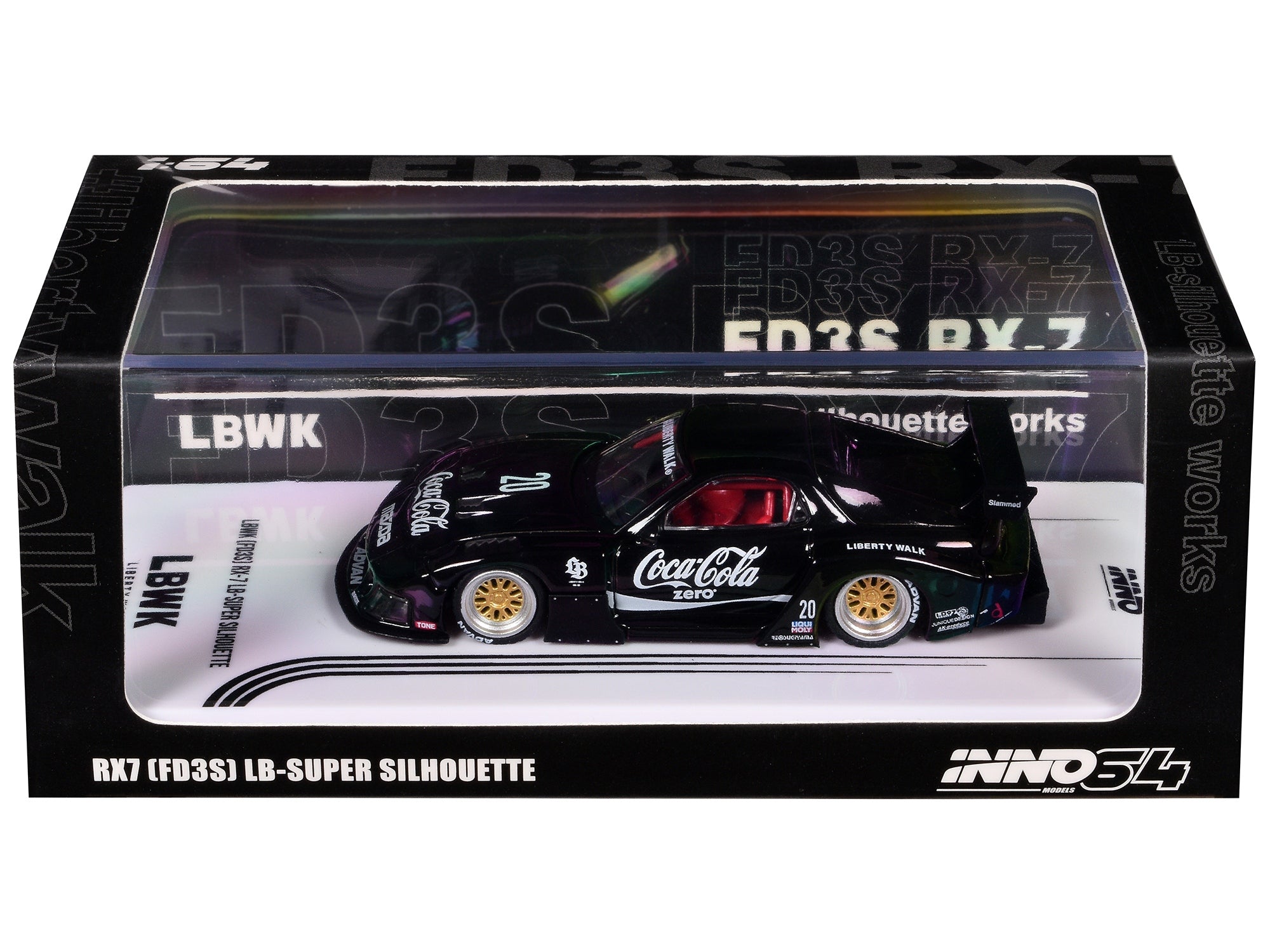 Mazda RX7 (FD3S) LB-Super-Silhouette RHD (Right Hand Drive) #20 "Coca-Cola Zero" Black 1/64 Diecast Model Car by Inno Models Inno Models