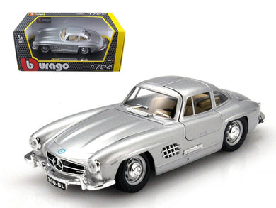 1954 Mercedes Benz 300 SL Gullwing Silver 1/24 Diecast Model Car by Bburago Bburago