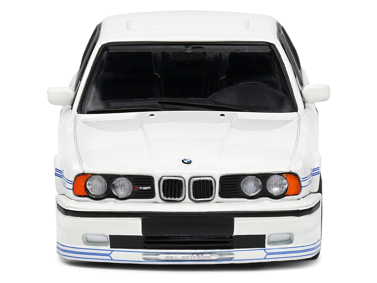 1994 BMW E34 Alpina B10 BiTurbo White with Blue Stripes 1/43 Diecast Model Car by Solido Solido