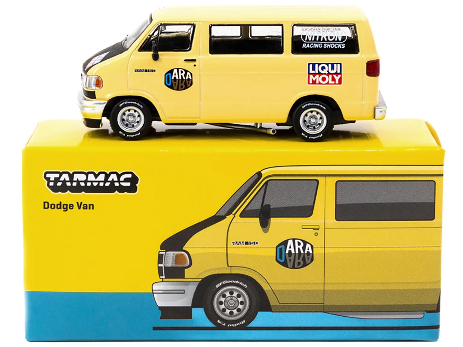 Dodge Ram 150 Van Yellow with Black Hood and Graphics "Global64" Series 1/64 Diecast Model by Tarmac Works Tarmac Works