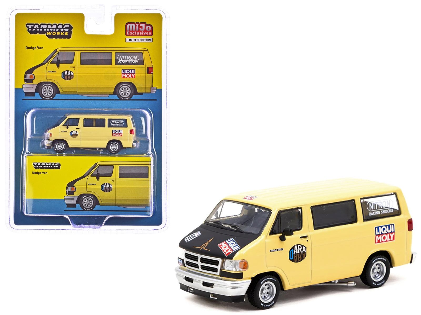 Dodge Ram 150 Van Yellow with Black Hood and Graphics "Global64" Series 1/64 Diecast Model by Tarmac Works Tarmac Works