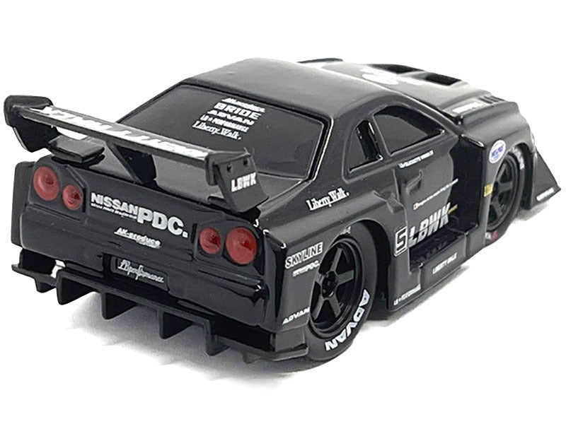 1999 Nissan Skyline GT-R (R34) #5 "Liberty Walk" Black 1/64 Diecast Model Car by Muscle Machines Muscle Machines