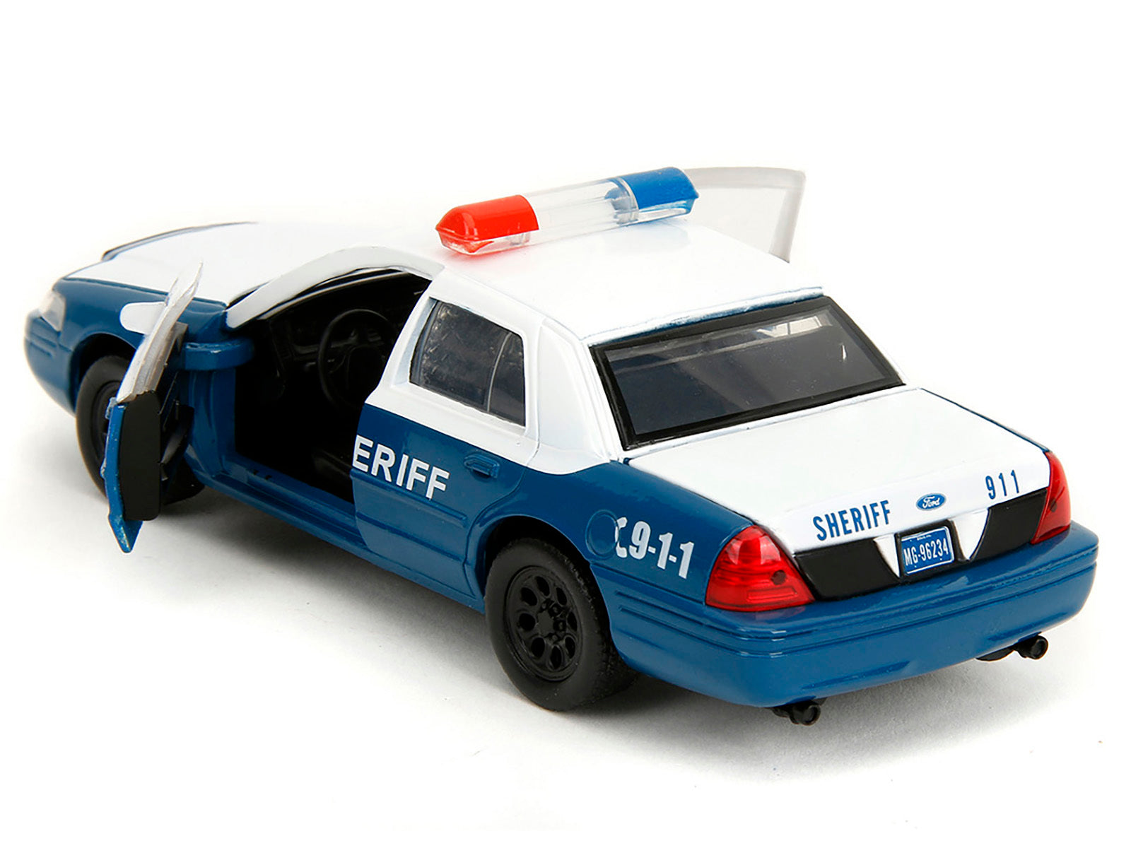 Rick Grimes' Ford Crown Victoria "Sheriff" Blue and White "The Walking Dead" (2010-2022) TV Series "Hollywood Rides" Series 1/32 Diecast Model Car by Jada Jada