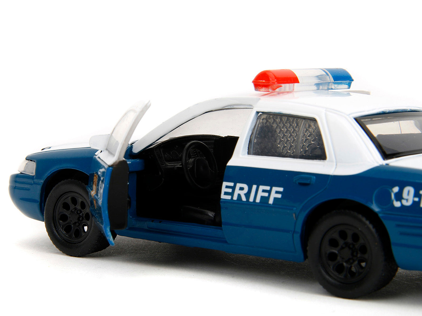 Rick Grimes' Ford Crown Victoria "Sheriff" Blue and White "The Walking Dead" (2010-2022) TV Series "Hollywood Rides" Series 1/32 Diecast Model Car by Jada Jada