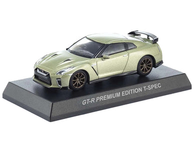 Nissan GT-R Premium Edition T-Spec RHD (Right Hand Drive) Jade Green Metallic with Mini Book No.11 1/64 Diecast Model Car by Kyosho Kyosho