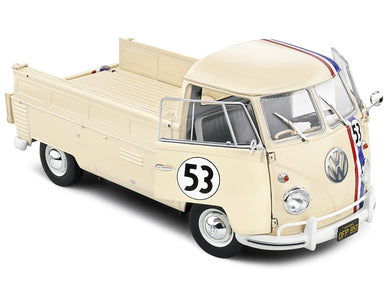 1950 Volkswagen T1 Pickup Truck Racer #53 Cream with Stripes 1/18 Diecast Model Car by Solido Solido