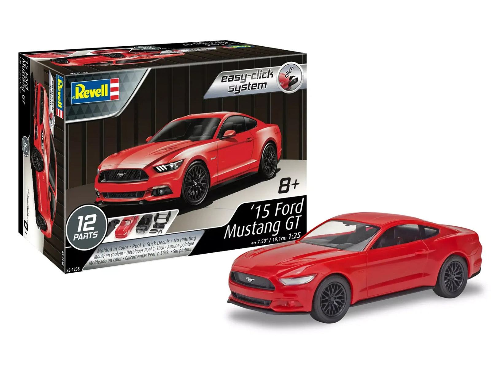 Level 2 Easy-Click Model Kit 2015 Ford Mustang GT 1/25 Scale Model by Revell Revell