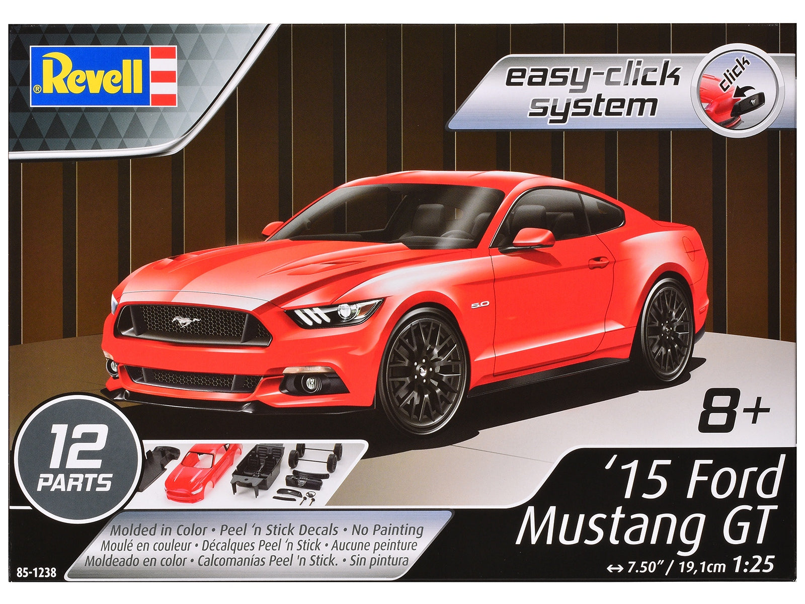 Level 2 Easy-Click Model Kit 2015 Ford Mustang GT 1/25 Scale Model by Revell Revell