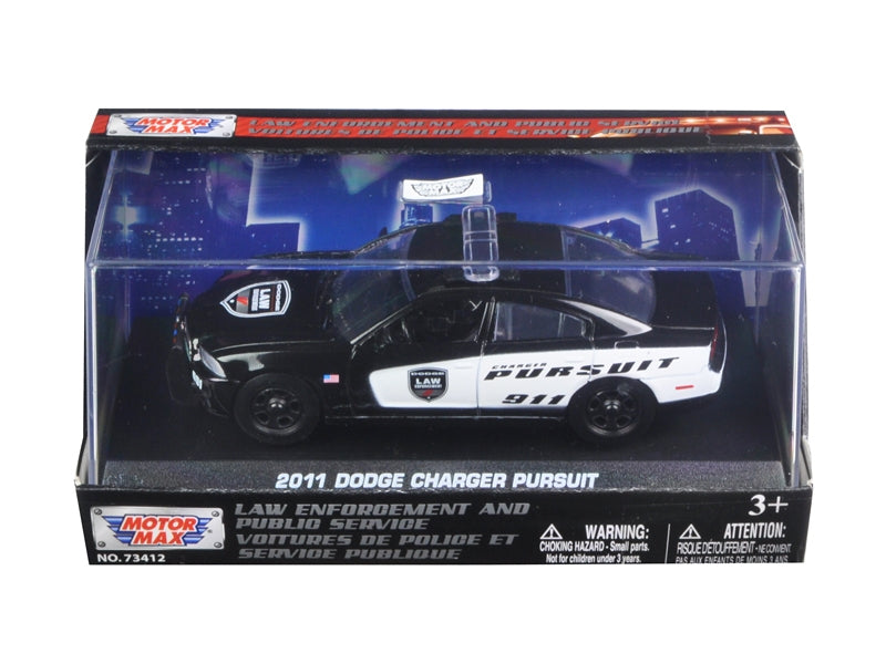 2011 Dodge Charger Pursuit Police Car In Display Showcase 1/43 Diecast Model Car by Motormax Motormax