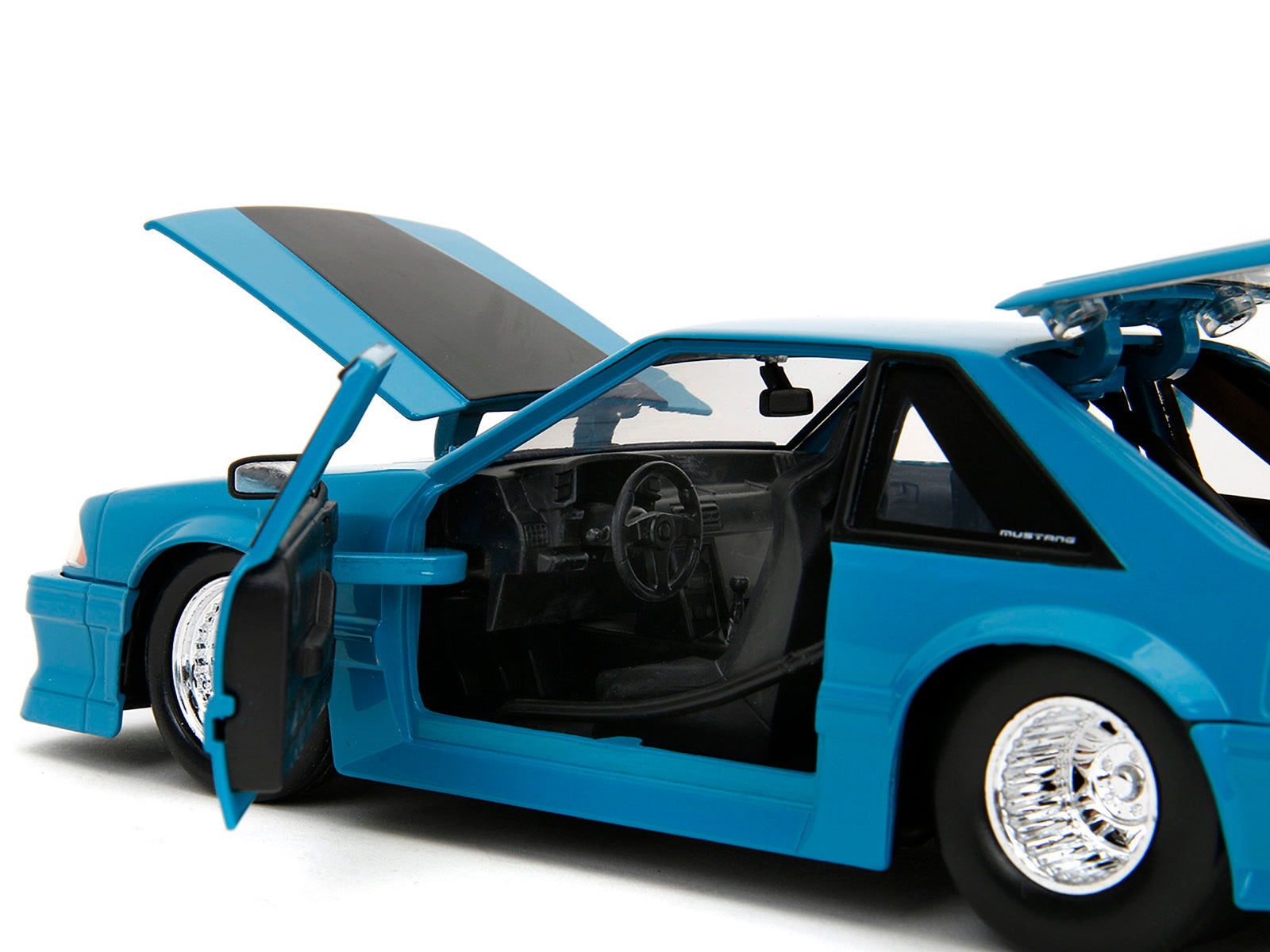 1989 Ford Mustang GT Blue with Black Hood Stripes "Fast & Furious" Series 1/24 Diecast Model Car by Jada Jada