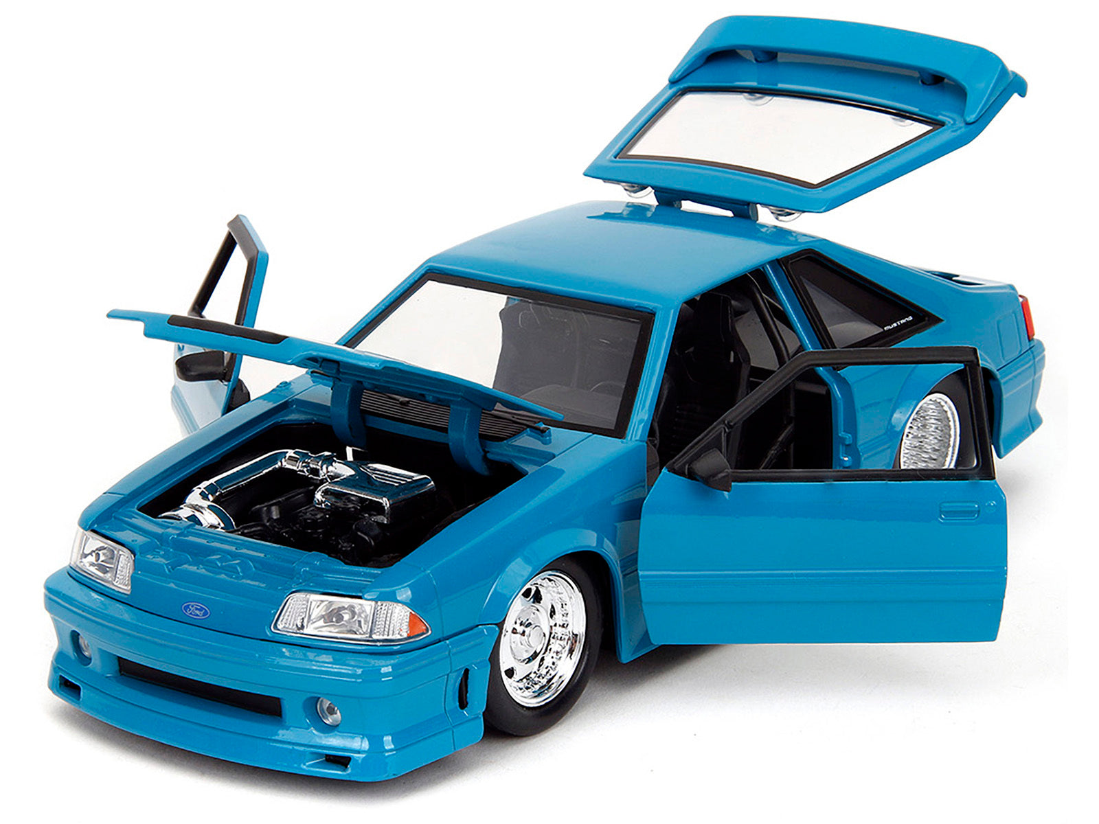 1989 Ford Mustang GT Blue with Black Hood Stripes "Fast & Furious" Series 1/24 Diecast Model Car by Jada Jada