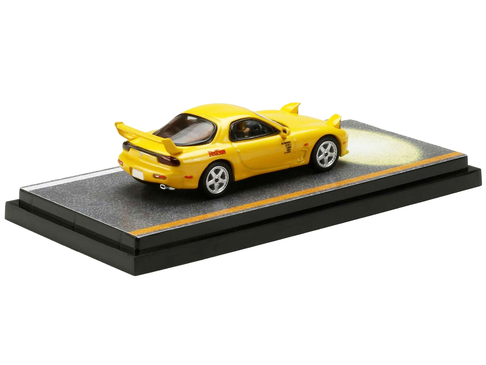 Mazda RX-7 (FD3S) RHD (Right Hand Drive) Yellow "RedSuns" with Keisuke Takahashi Driver Figure (Version 2) "Initial D" (1995-2013) Manga 1/64 Diecast Model Car by Hobby Japan Hobby Japan