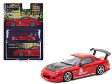 Load image into Gallery viewer, Mazda RX-7 FD3S &quot;VERTEX&quot; RHD (Right Hand Drive) Red with Black Hood &quot;Global64&quot; Series 1/64 Diecast Model Car by Tarmac Works Tarmac Works
