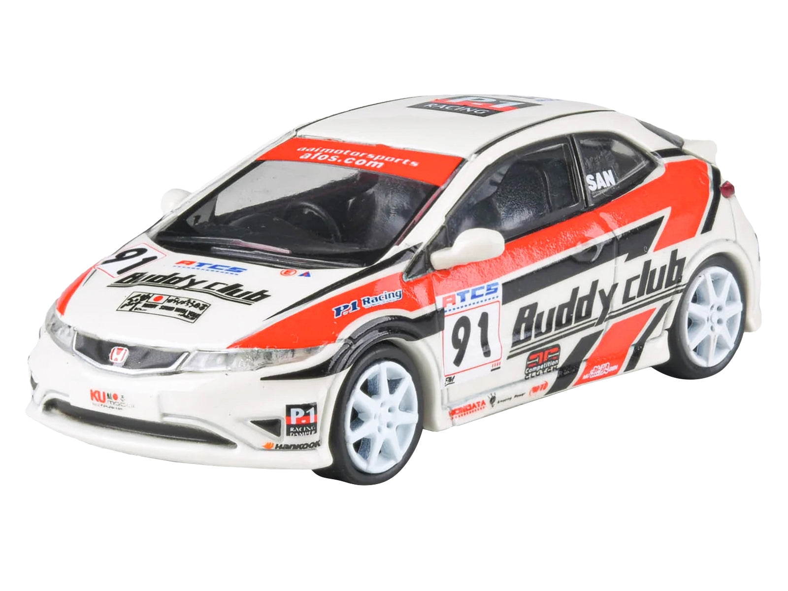 2007 Honda Civic Type R FN2 RHD (Right Hand Drive) #91 "Buddy Club - Asian Touring Car Series" (2012) 1/64 Diecast Model Car by Paragon Models Paragon