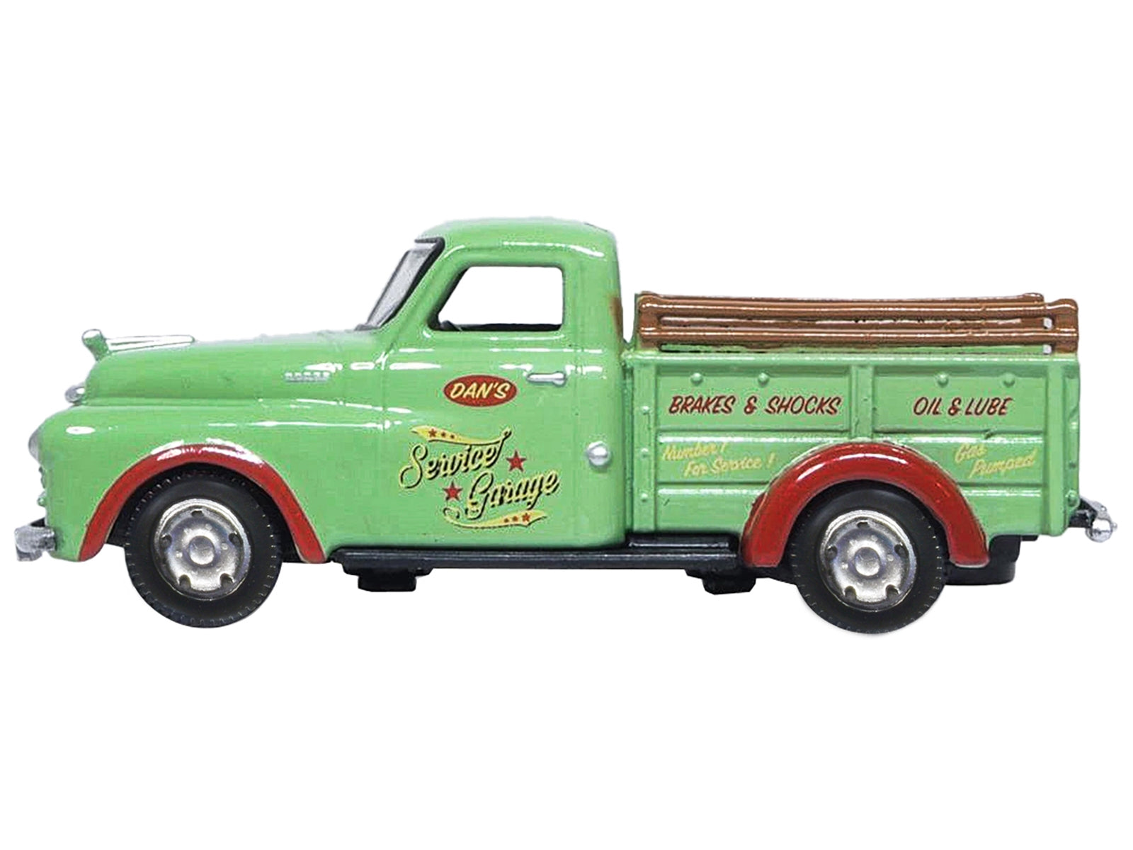 1948 Dodge B-1B Pickup Truck Green "Dan's Service Garage" 1/87 (HO) Scale Diecast Model Car by Oxford Diecast Oxford Diecast