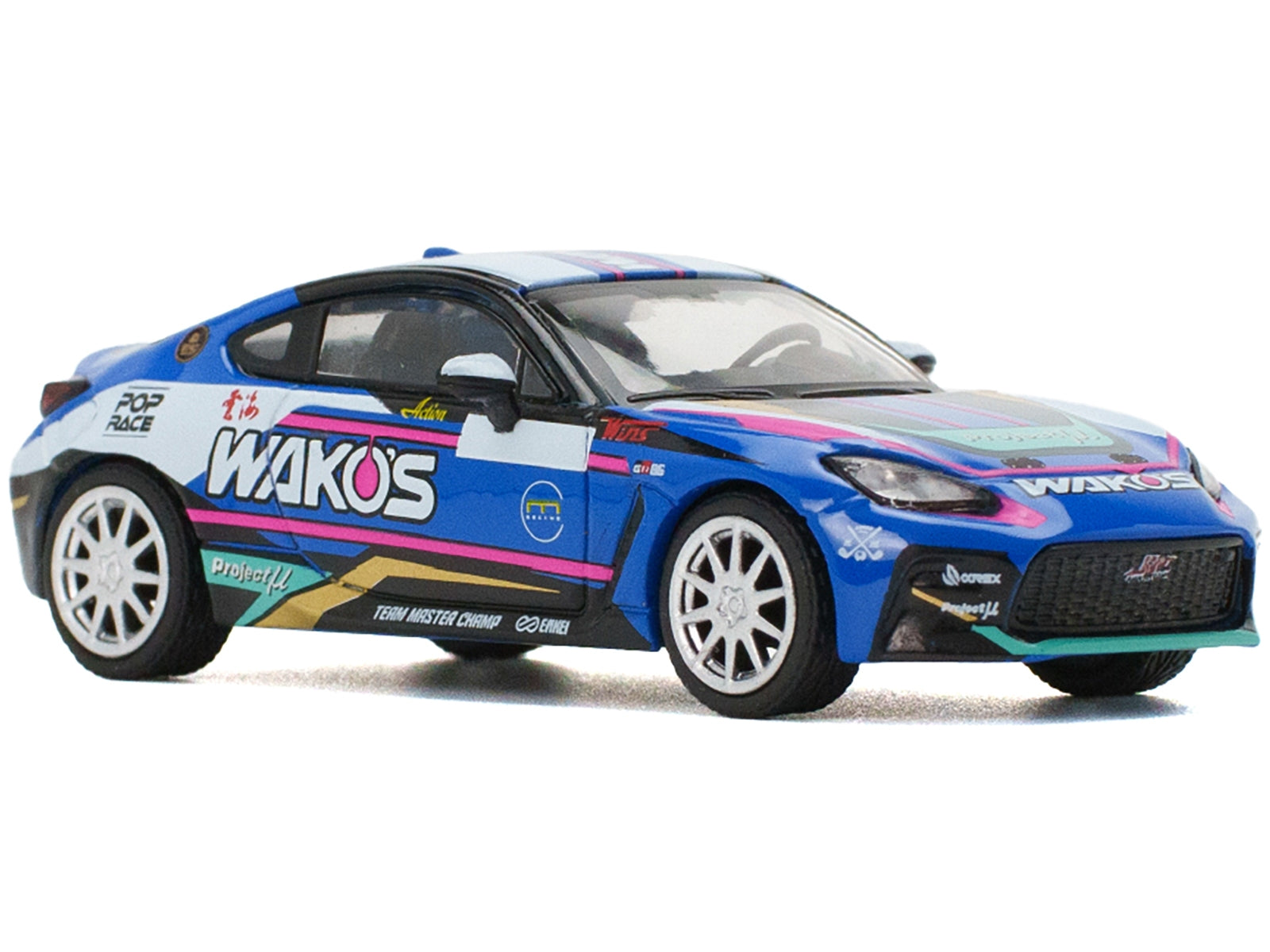 Toyota GR86 "Wako's" Blue with Graphics 1/64 Diecast Model Car by Pop Race Pop Race