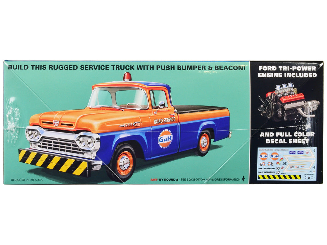 Skill 2 Model Kit 1960 Ford F-100 Pickup Truck with Trailer 3-in-1 Kit 1/25 Scale Model by AMT AMT