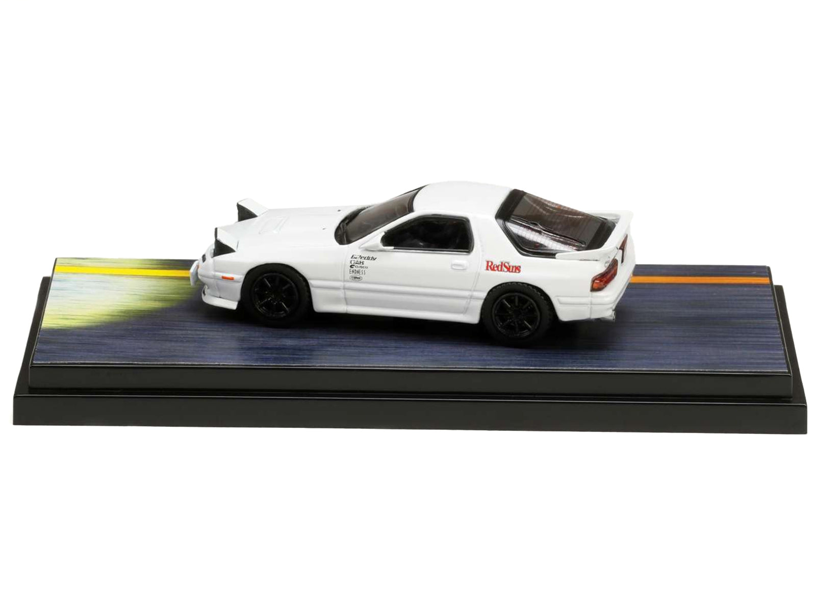 Mazda RX-7 (FC3S) RHD (Right Hand Drive) White "RedSuns" with Ryosuke Takahashi Driver Figure "Initial D" (1995-2013) Manga 1/64 Diecast Model Car by Hobby Japan Hobby Japan