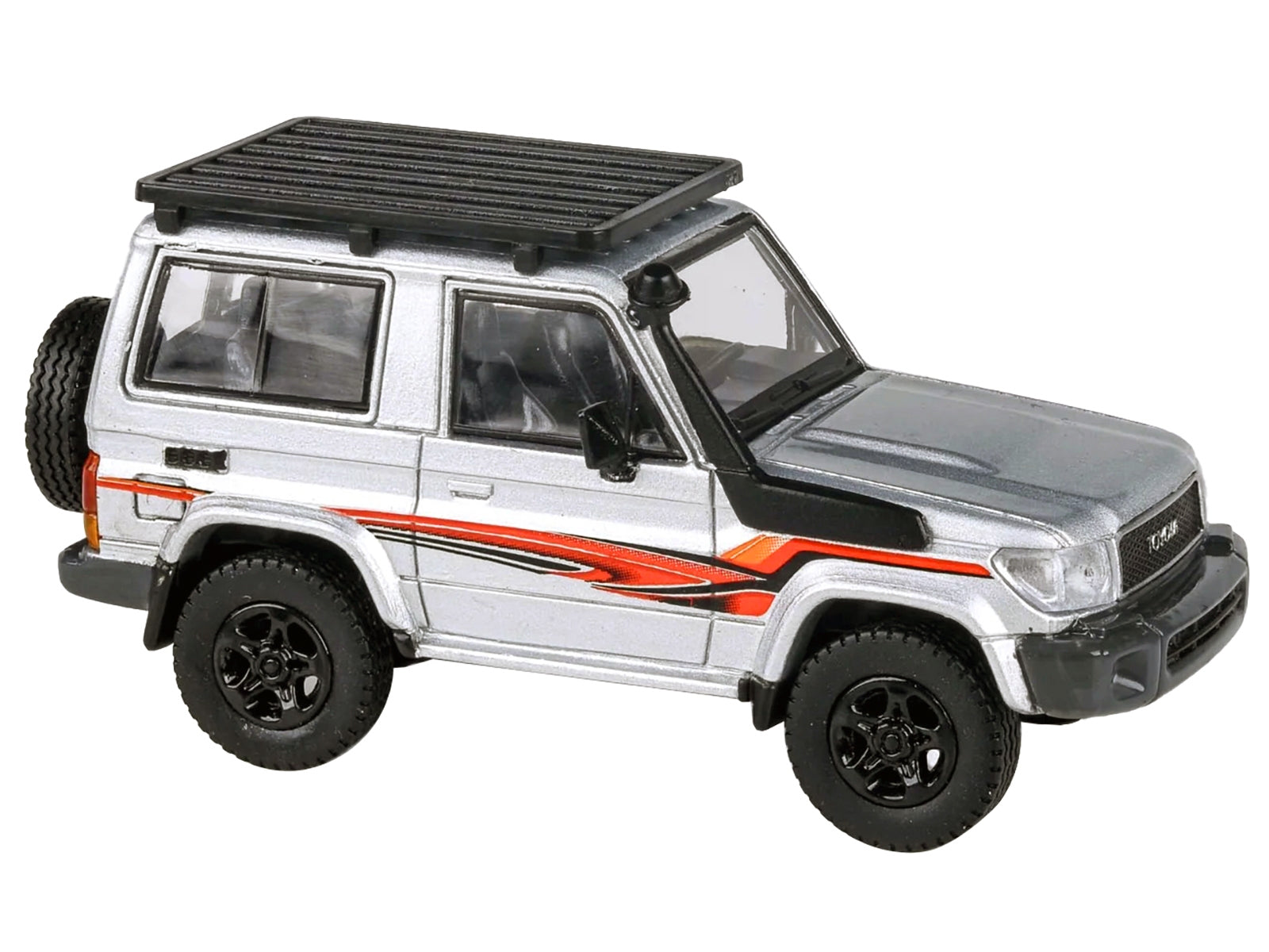 2014 Toyota Land Cruiser LC 71 Silver Metallic with Graphics 1/64 Diecast Model Car by Paragon Models Paragon