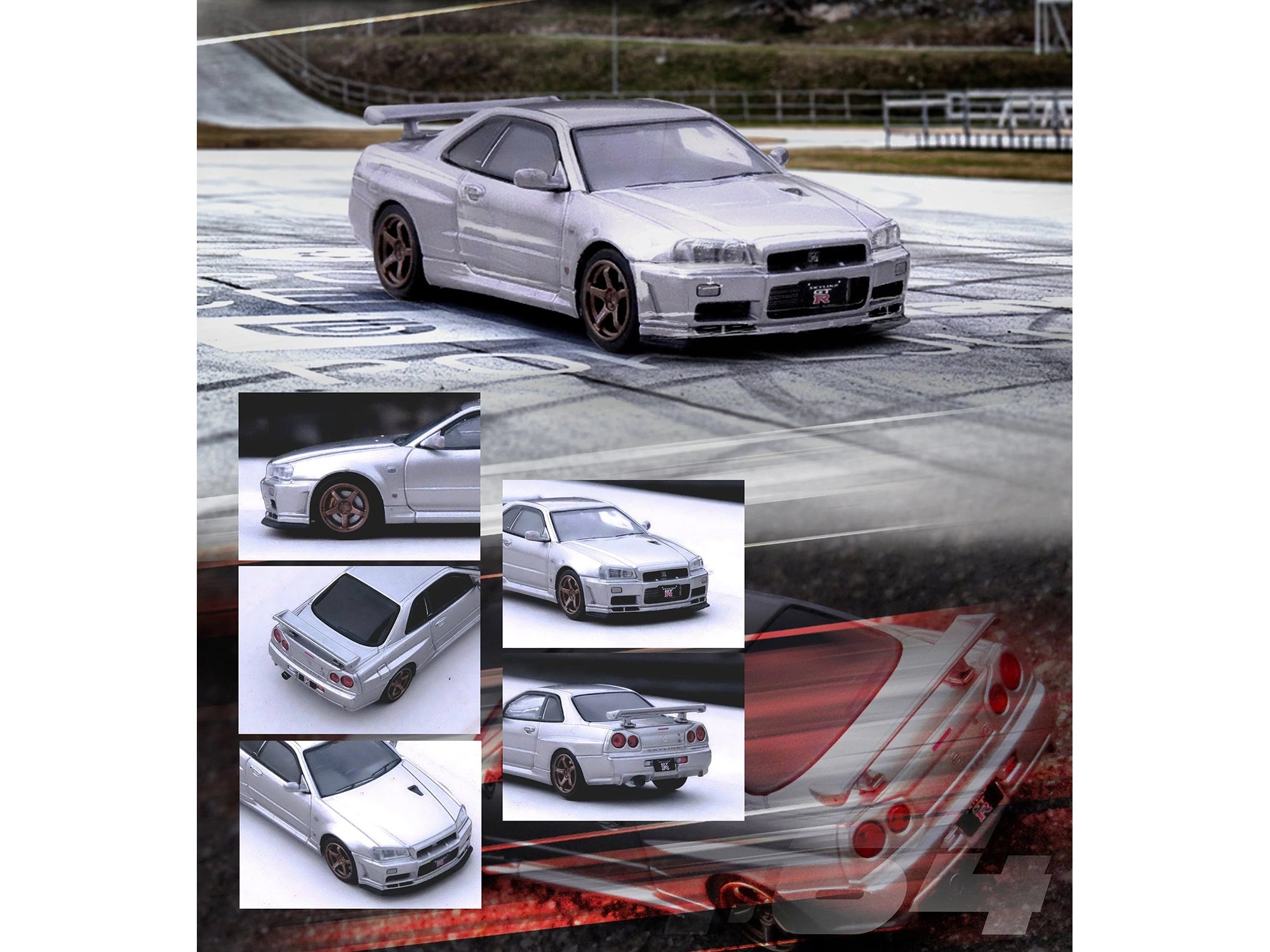 Nissan Skyline GT-R (R34) V-SPEC II RHD (Right Hand Drive) Silver Metallic 1/64 Diecast Model Car by Inno Models Inno Models