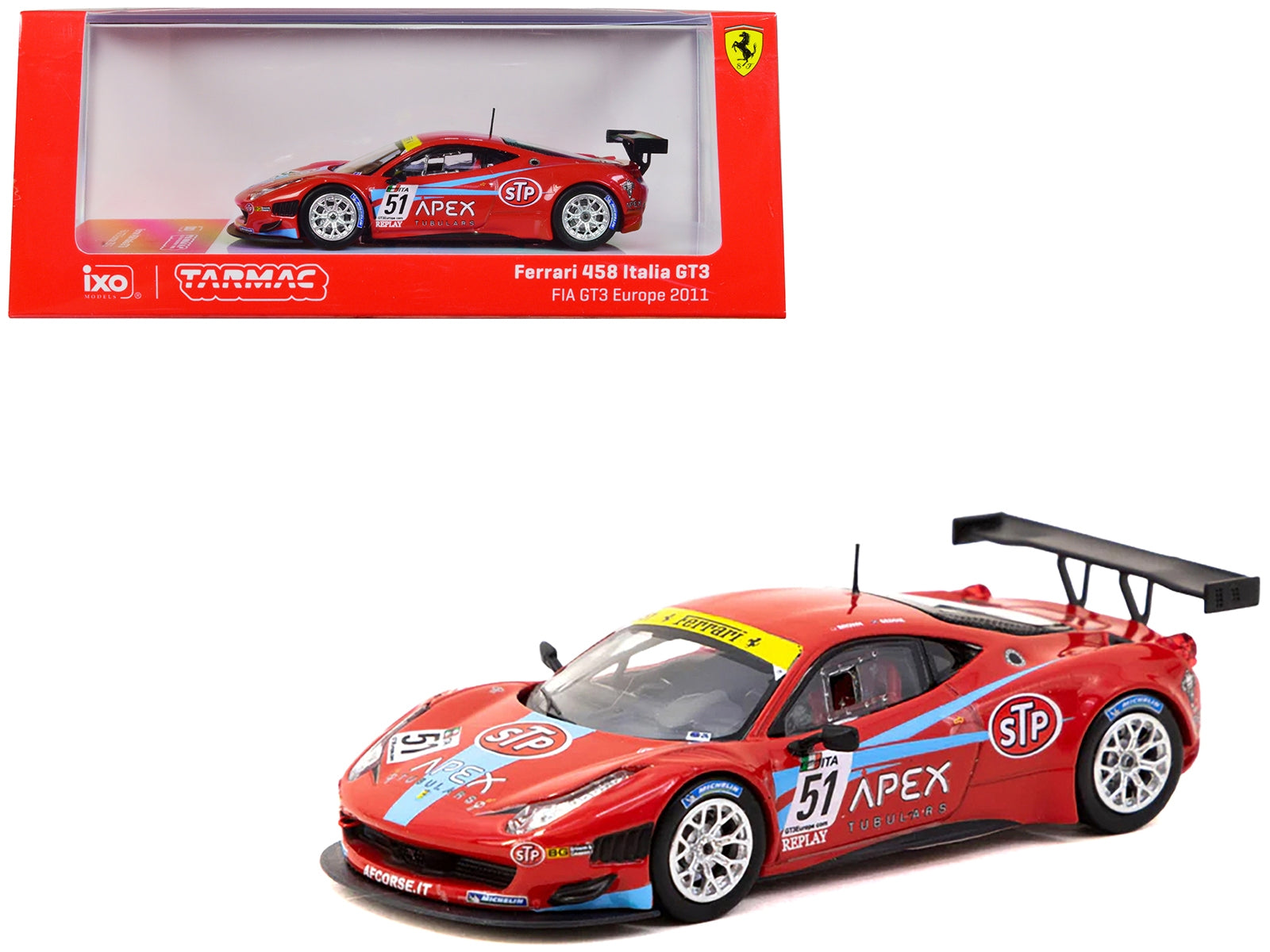 Ferrari 458 Italia GT3 #51 Daniel Brown - Glynn Geddie "FIA GT3 European Championship" (2011) "Hobby64" Series 1/64 Diecast Model Car by Tarmac Works Tarmac Works