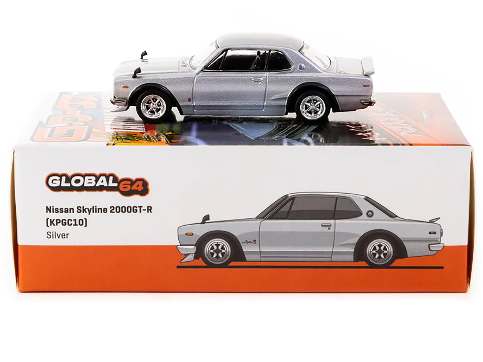 Nissan Skyline 2000 GT-R (KPGC10) RHD (Right Hand Drive) Silver Metallic "Japan Special Edition" "Global64" Series 1/64 Diecast Model by Tarmac Works Tarmac Works