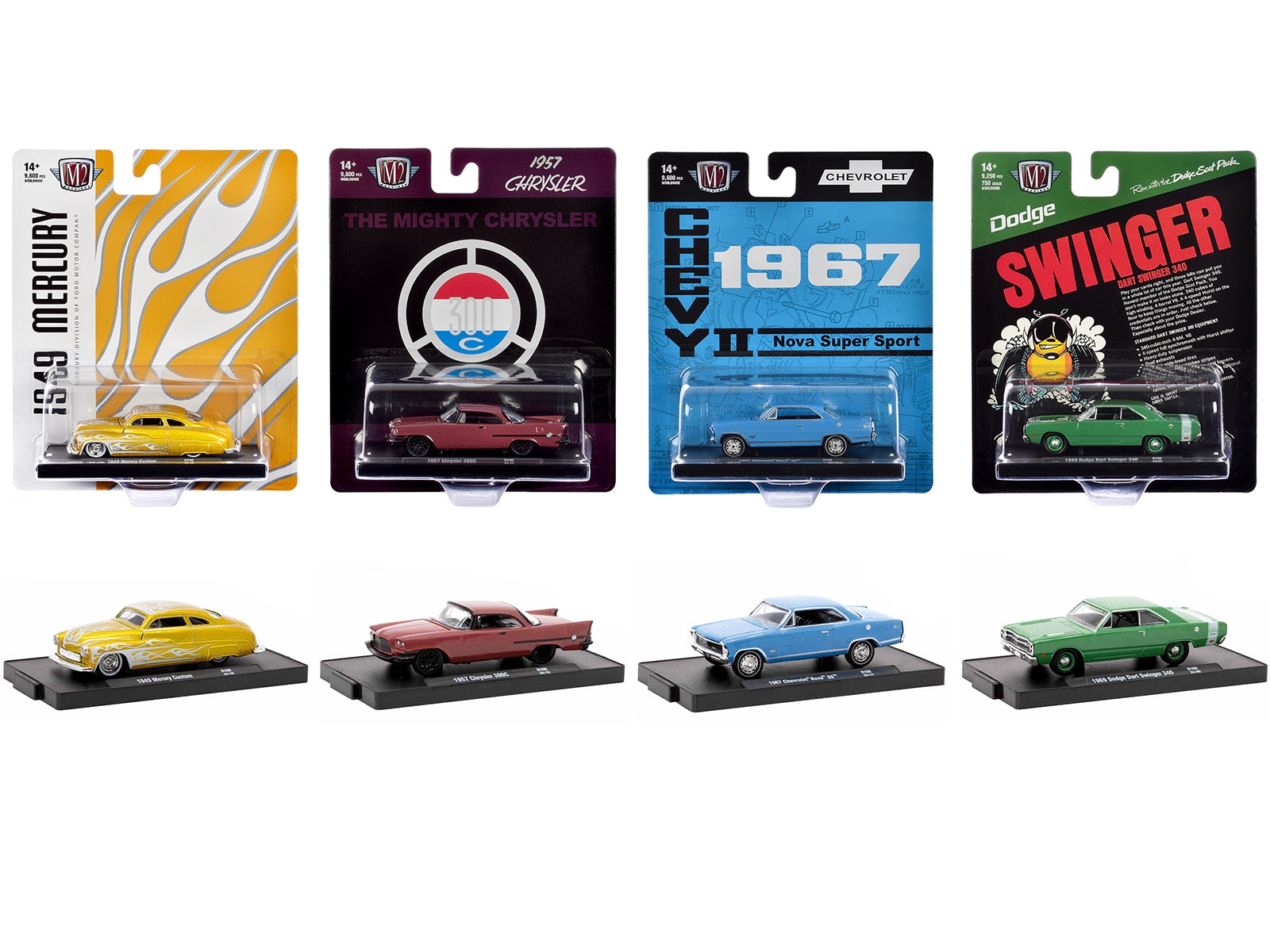 "Auto-Drivers" Set of 4 pieces in Blister Packs Release 108 Limited Edition to 9600 pieces Worldwide 1/64 Diecast Model Cars by M2 Machines M2