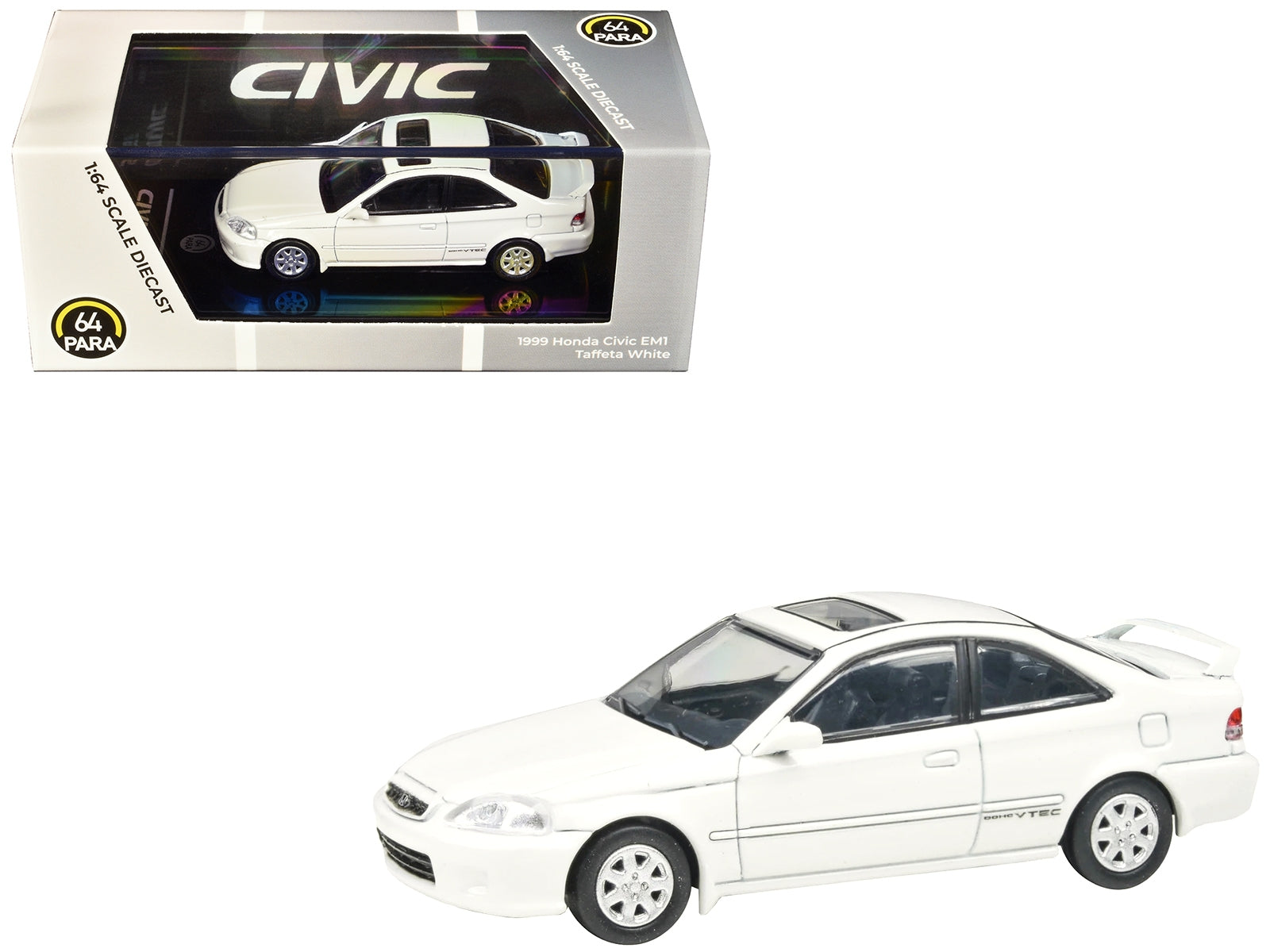 1999 Honda Civic Si EM1 Taffeta White with Sunroof 1/64 Diecast Model Car by Paragon Models Paragon