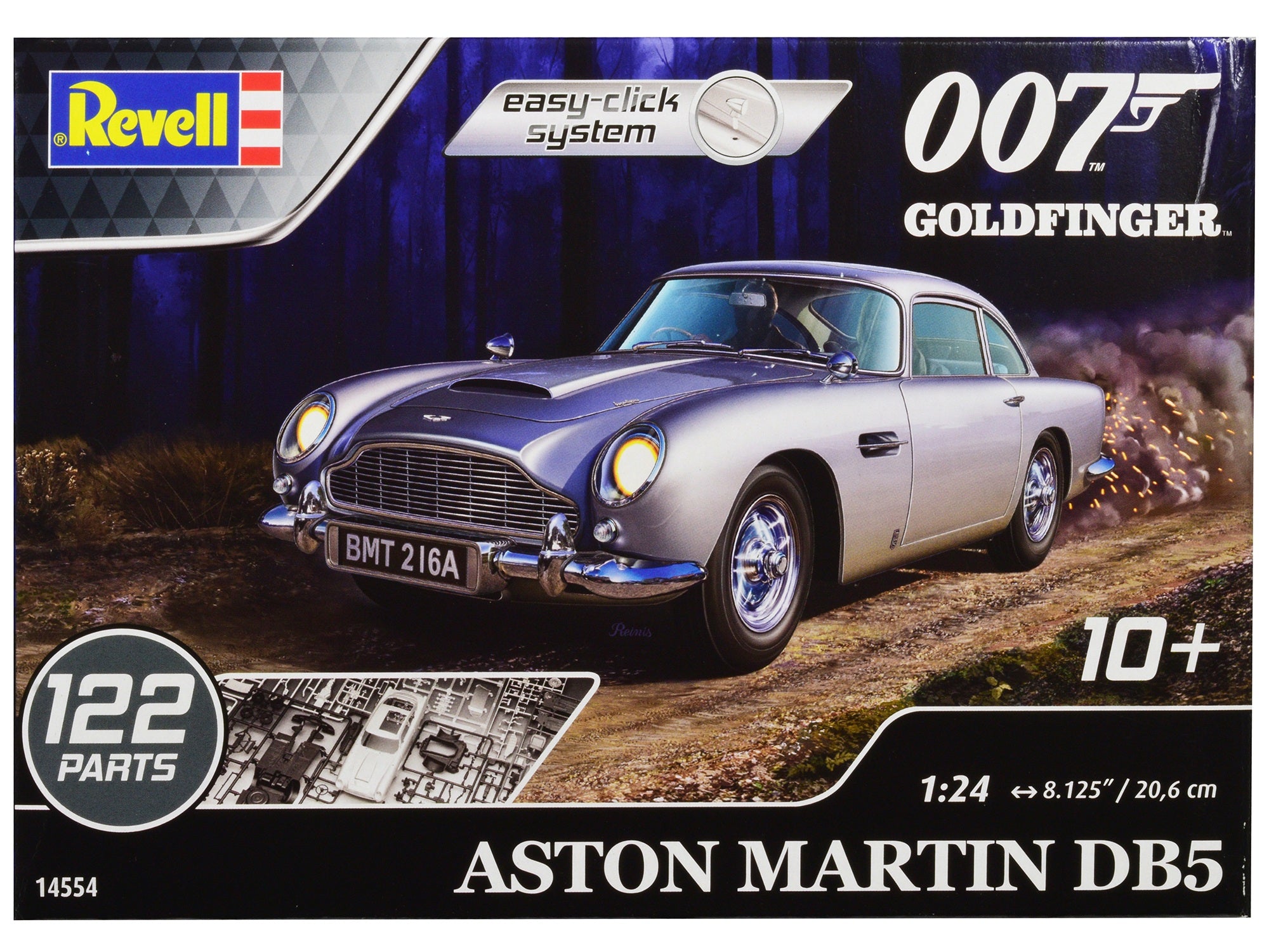 Level 2 Easy-Click Model Kit Aston Martin DB5 James Bond 007 "Goldfinger" (1964) Movie 1/24 Scale Model by Revell Revell