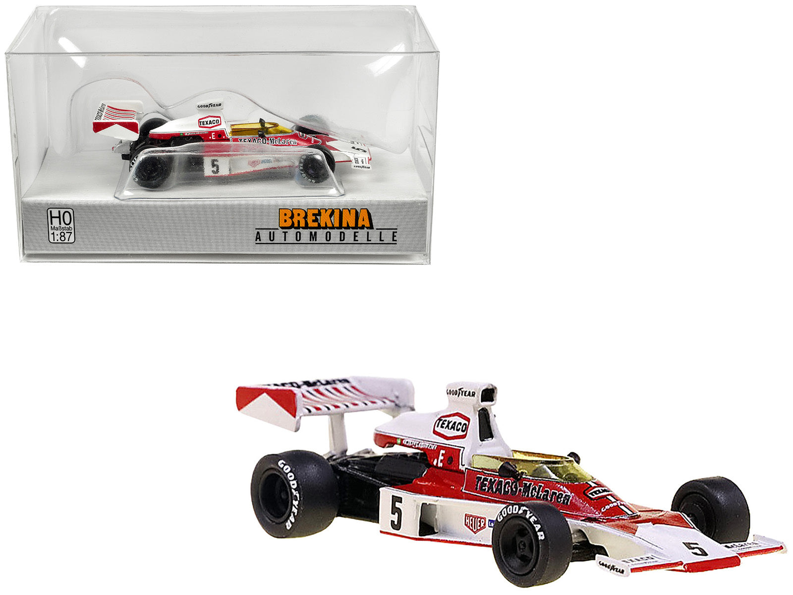 McLaren M23 #5 Emerson Fittipaldi "Formula One F1 World Championship" (1974) 1/87 (HO) Scale Model Car by Brekina Brekina