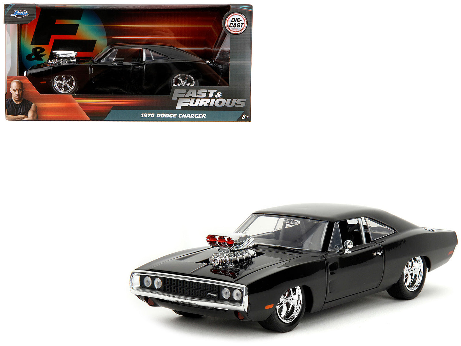 1970 Dodge Charger Black with Race Interior "Fast & Furious" Movie 1/24 Diecast Model Car by Jada Jada