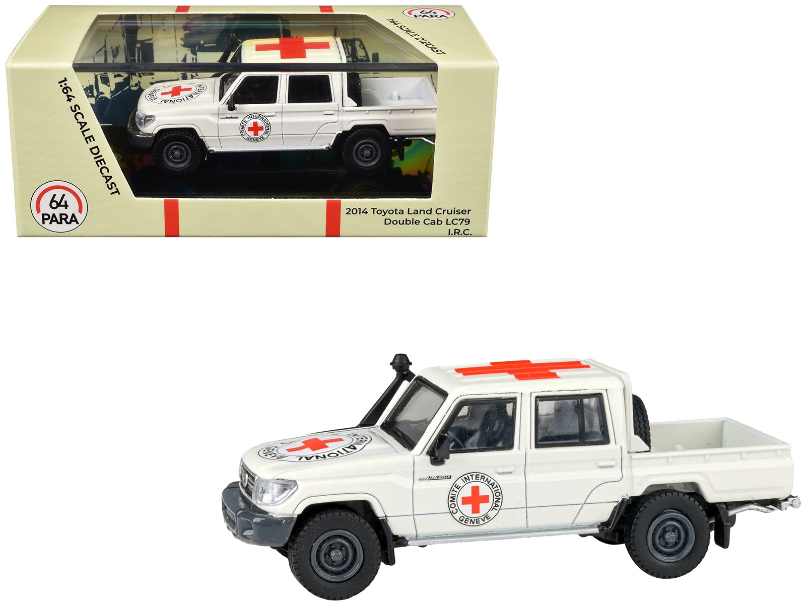 2014 Toyota Land Cruiser LC 79 Pickup Truck White "International Red Cross" 1/64 Diecast Model Car by Paragon Models Paragon