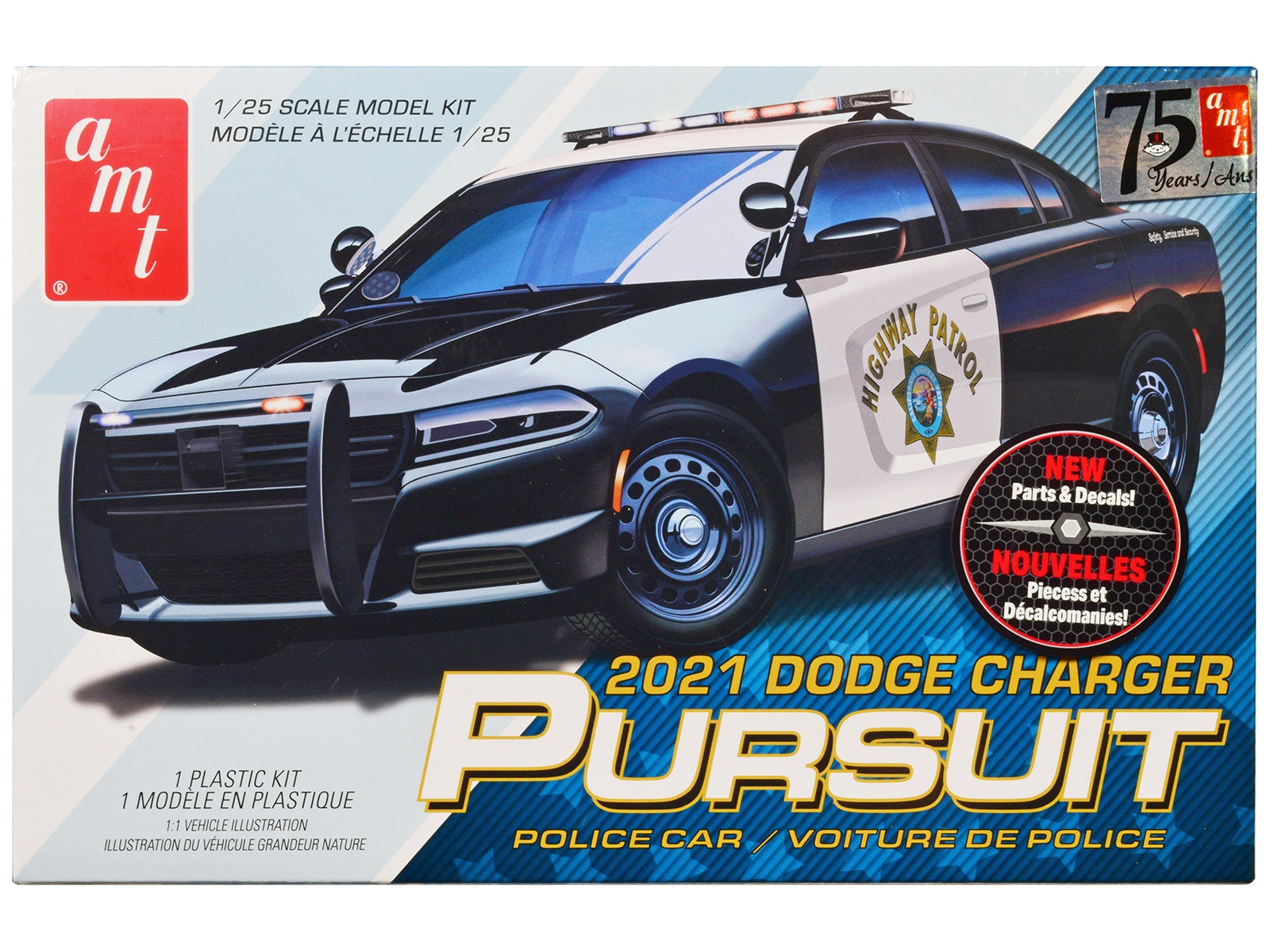 Skill 2 Model Kit 2021 Dodge Charger Pursuit Police Car 1/25 Scale Model by AMT AMT