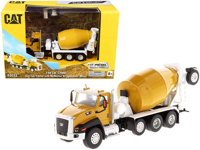 CAT Caterpillar CT660 Day Cab Tractor with McNeilus Bridgemaster Concrete Mixer "Play & Collect!" Series 1/64 Diecast Model by Diecast Masters Diecast Masters