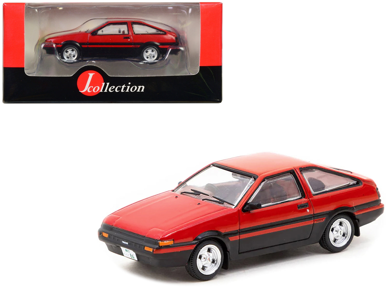 Toyota Sprinter Trueno (AE86) RHD (Right Hand Drive) Red and Black with Red Interior "J Collection" Series 1/64 Diecast Model by Tarmac Works Tarmac Works