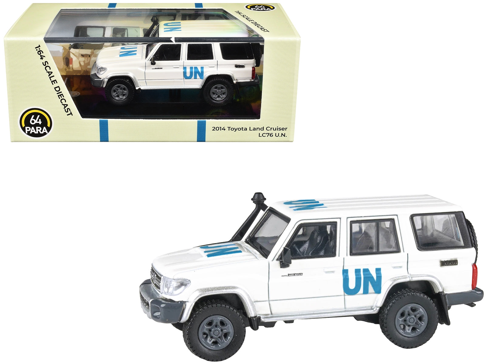 2014 Toyota Land Cruiser LC76 White "United Nations" 1/64 Diecast Model Car by Paragon Models Paragon