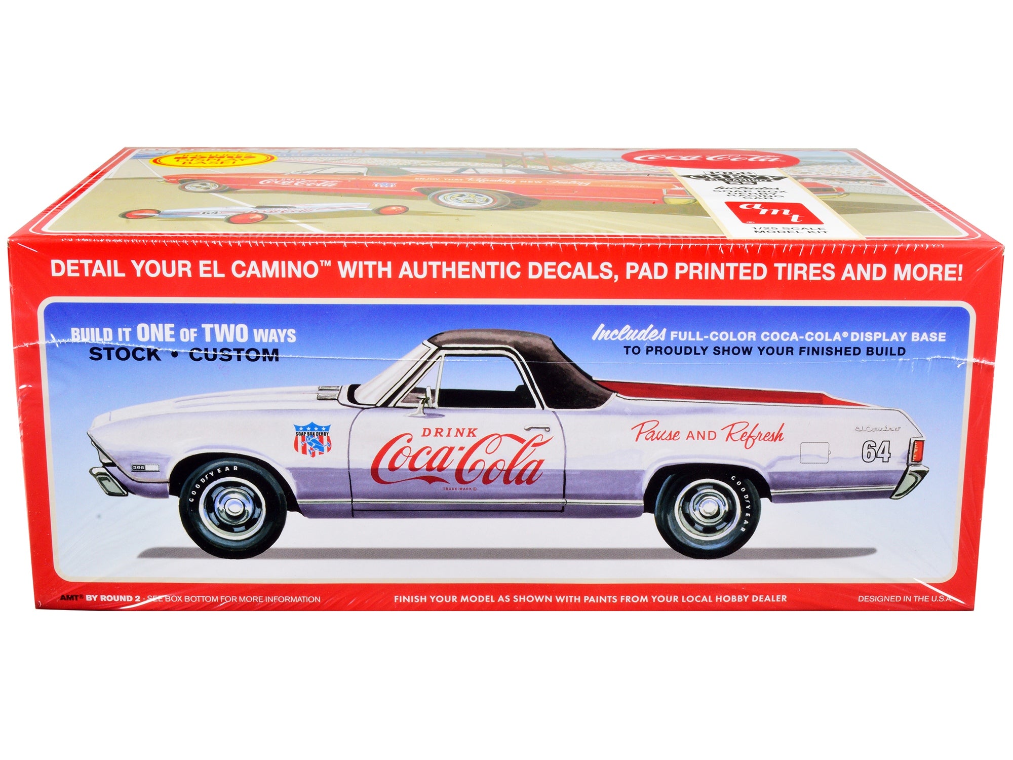 Skill 3 Model Kit 1968 Chevrolet El Camino SS and Soap Box Derby Racing Car 2 in 1 Kit "Coca-Cola" 1/25 Scale Model Car by AMT AMT