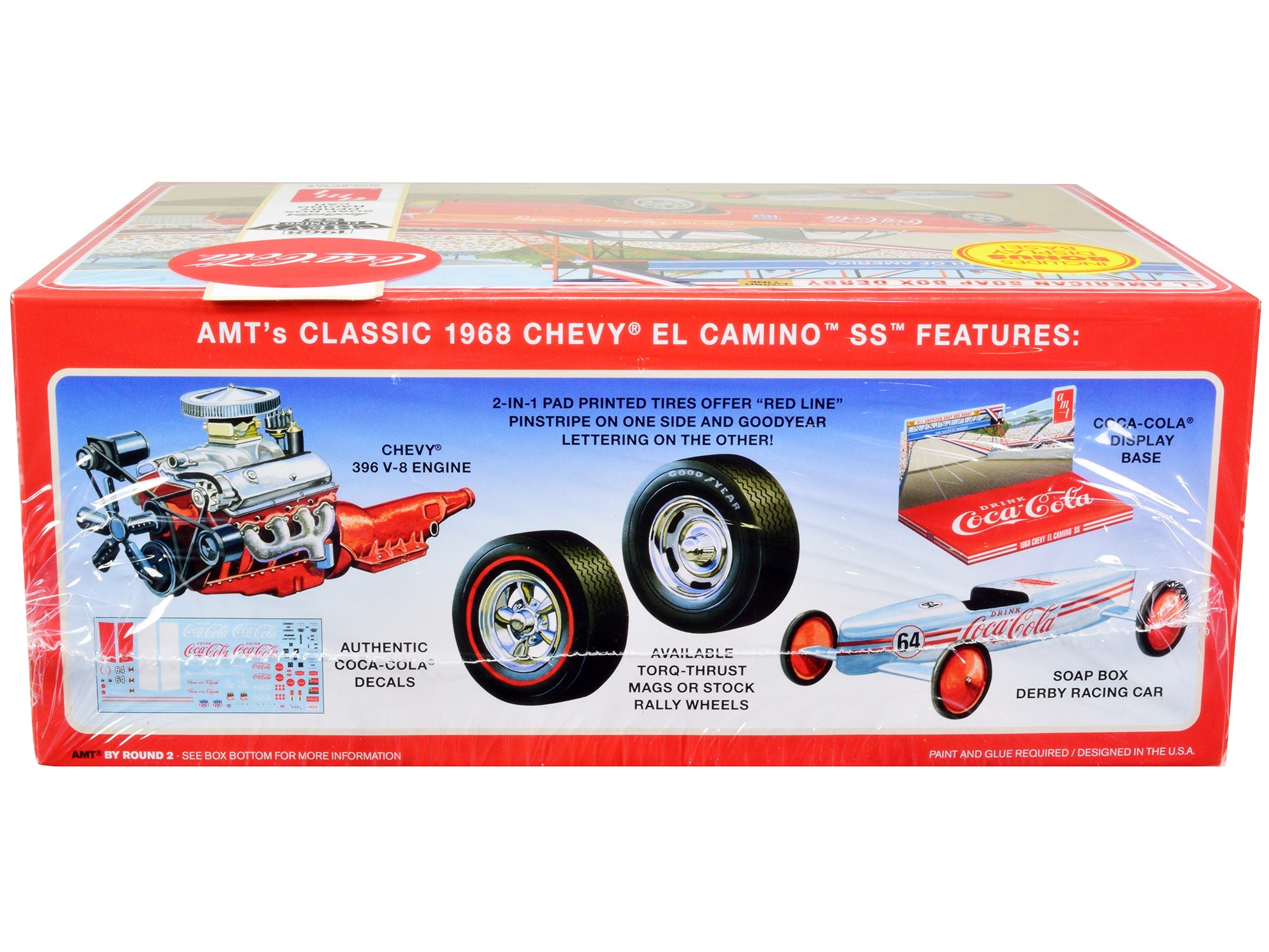 Skill 3 Model Kit 1968 Chevrolet El Camino SS and Soap Box Derby Racing Car 2 in 1 Kit "Coca-Cola" 1/25 Scale Model Car by AMT AMT