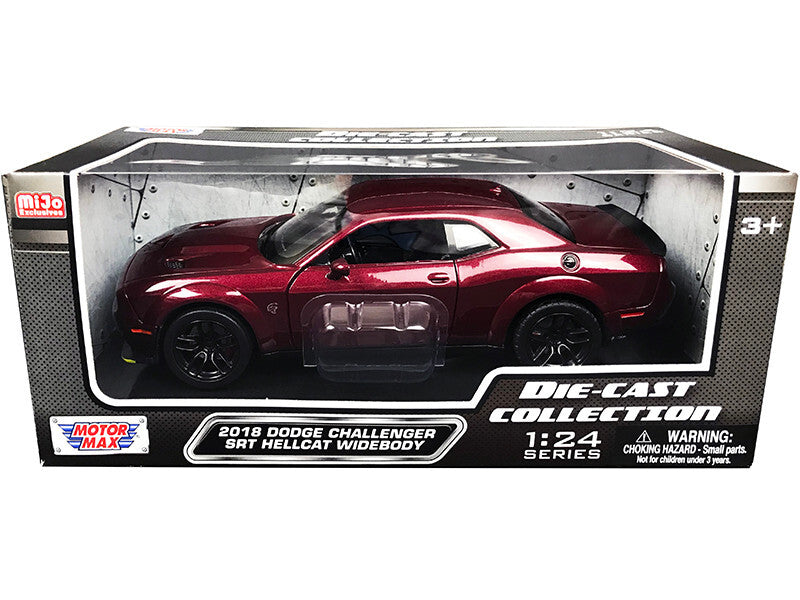 2018 Dodge Challenger SRT Hellcat Widebody Burgundy Metallic "Die-Cast Collection" Series 1/24 Diecast Model Car by Motormax Motormax