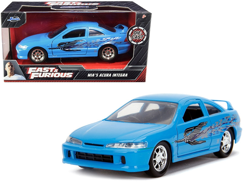 Mia's Acura Integra Light Blue with Graphics "Fast & Furious" Movie 1/32 Diecast Model Car by Jada Jada