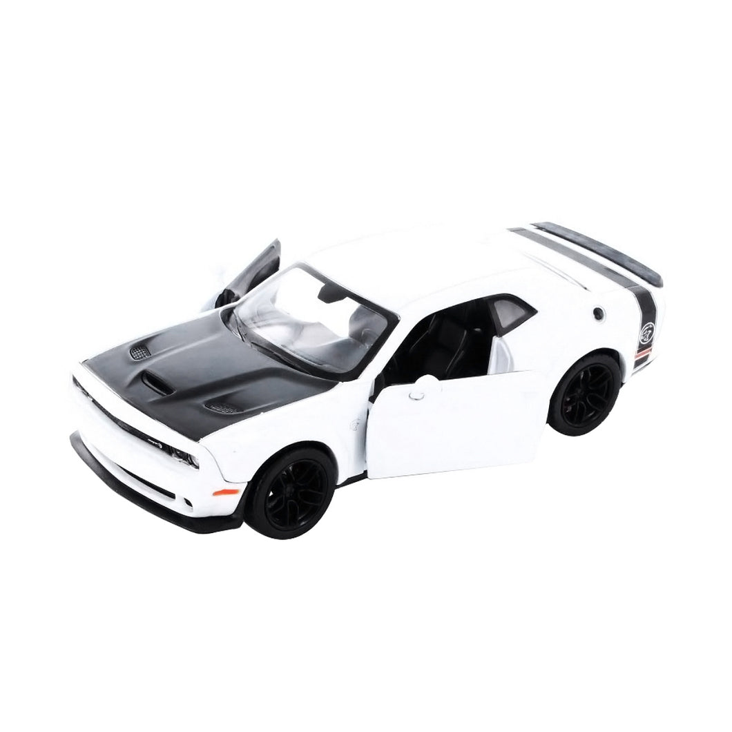 2018 Dodge Challenger SRT Hellcat Widebody White with Black Hood 1/24 Diecast Model Car by Motormax Motormax