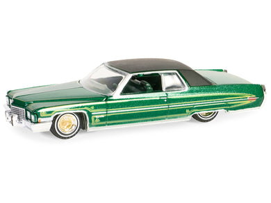 1971 Cadillac Coupe DeVille Lowrider Green Metallic with Black Top and Green Interior 