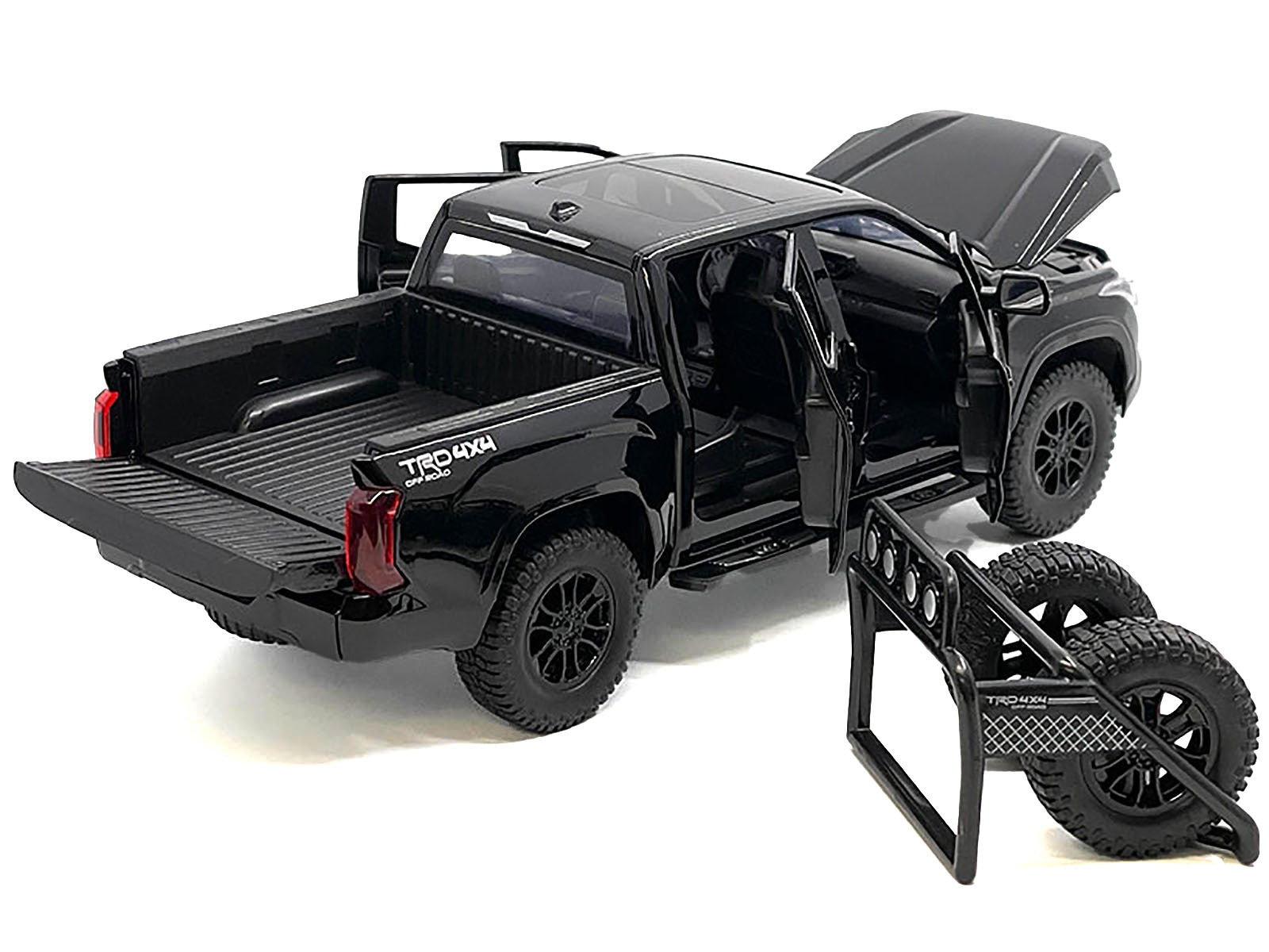 2023 Toyota Tundra TRD 4x4 Pickup Truck Black with Sunroof and Wheel Rack 1/24 Diecast Model Car Other